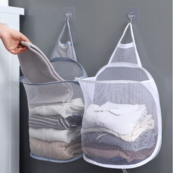 Hvit Hengevaskkurv Sammenleggbar Mesh Kurv Plast Hamp Y