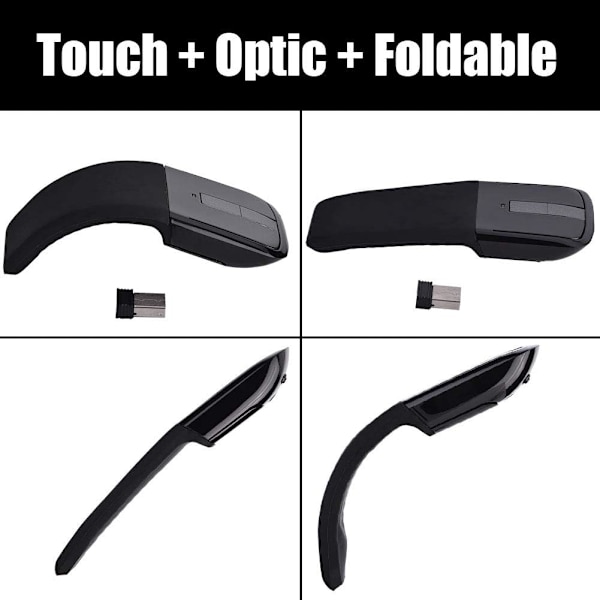 Foldbar trådløs computermus, 2,4 GHz foldbar PC-spilmus