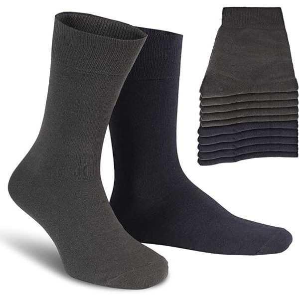 Mustat miesten ja naisten sukat (10 kpl:n pakkaus, Deep Grey) - Premium Qu