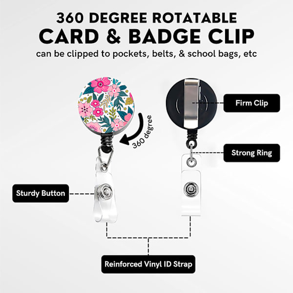Butterfly Pattern Sliding Neck Badge Holder, Plastic Case with Sc