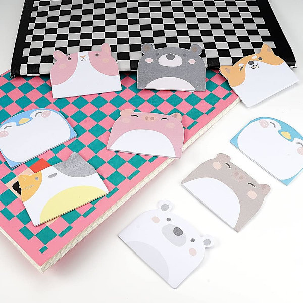 6 Sticky Note Pads Animal Shaped Adhesive Note Sheets Set of Sti