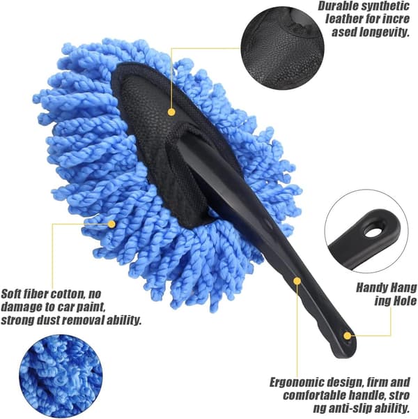(Blå) 2-pakke Mini Mikrofiber Biler Dash Duster Børste, Multifunksjonell Bil Rengjøring Børste, Bil Interi