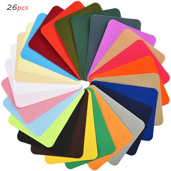 26 stk. assorterede broderede patches, lyse levende farver, sy på/stryg på