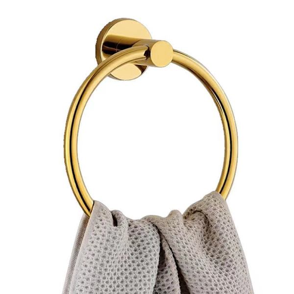 Handduksring, 1 stycke Frostad Svart Silver Handduksring, 304 Rostfritt Stål Väggmonterad Handduksring, Rund Handduksring för B N