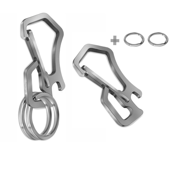 2-pakks Titanium Nøkkelring, Multifunksjonell Karabinkrok Nøkkelring S