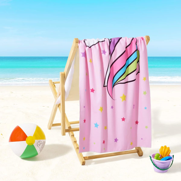 Unicorn Strandhåndklæde - 70 x 150 cm Polyester Campinghåndklæder til Piger Børn Hurtigtørrende Ultra Absorberende B