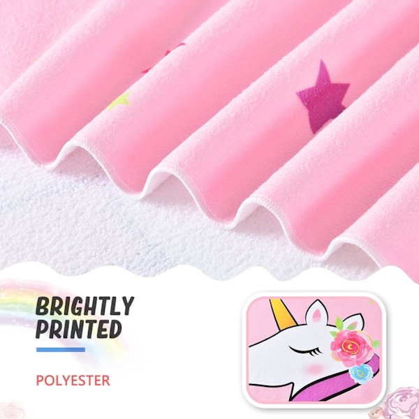 Unicorn Strandhåndklæde - 70 x 150 cm Polyester Campinghåndklæder til Piger Børn Hurtigtørrende Ultra Absorberende B