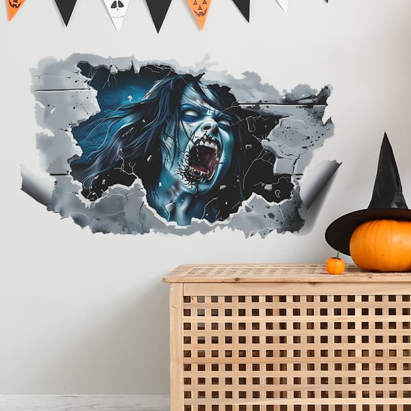 Halloween-zombien seinätarra F