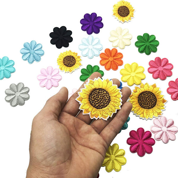 30 stk Solsikke Blomst Patch Sticker Jern-på Patch eller Sy-på Patch til Tøj T-shirt Jeans Jakke K
