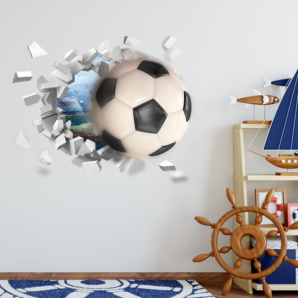 3D fodbold vægklistermærker, fodboldklistermærker til soveværelser til drenge, fodbold vinyl væg
