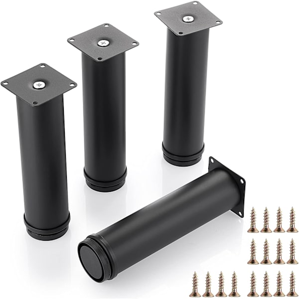 4 st 20 cm justerbara möbelfötter i metall, runda, kraftiga soffmöbler, skåpstativ D