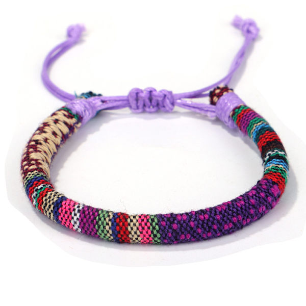 Set med 5 armband (bildfärger) för män och kvinnor - Bohemisk stil - Strand- och semestertillbehör - Handgjorda - Ekologisk bomull C