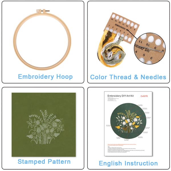 4 Broderi Starter Kit, Broderi Garn Kit, Broderi Beg