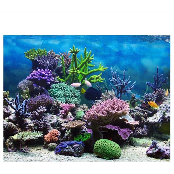 (61 x 30cm) PVC Adhesive Aquarium Fish Tank Background Poster,Landscape Wallpaper Painting Sticker U