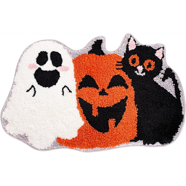 Halloween Pumpkin Ghost Black Cat Pattern Bath Mat(40*60cm), Non Slip Shower Rugs Foot Mat Front Doo