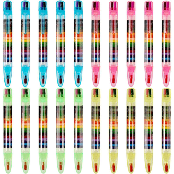 20 stycken staplingsbara kritor 20 i 1 staplingspunktkritor Rainbow Glitter