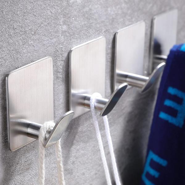 Silvera Självhäftande Krokar - 4-pack Handduks-/Klädkrokar Väggkrokar Stick X