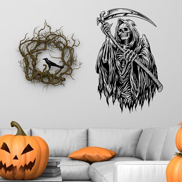 Uudet Halloween-ikkunatarrat, suuret pelottavat demonitarrat Halloween-juhlan koristeluun, veriset kädet ja
