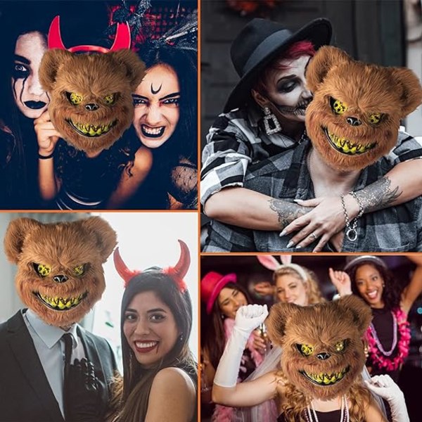 Skremmende Halloween Mask Bear Mask, Horror Animal Mask for voksne Chi