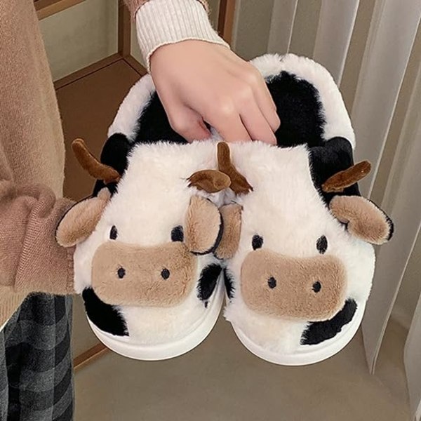 Cartoon Cow 38-39，Lovely Cute Animals Slippers Women Men Slipper