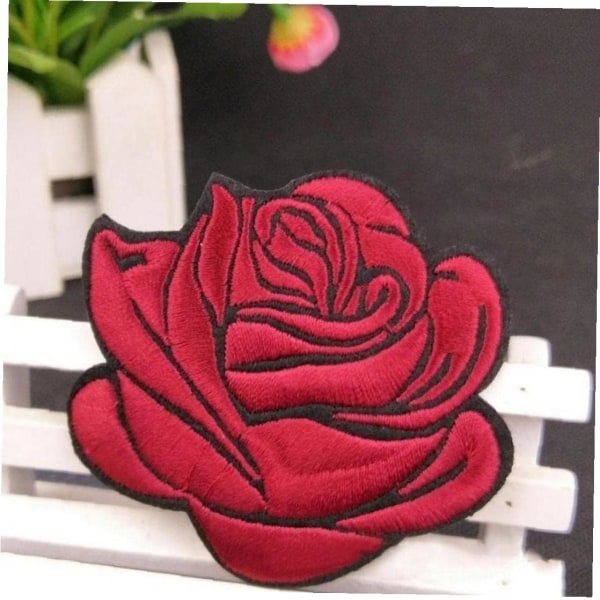 5 st Red Rose Patch Stickers Badge Brodery Iron On Applique P