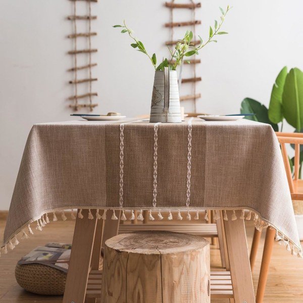 140x220cm Rektangulär Bomull och Linneduk Solid Embroide I