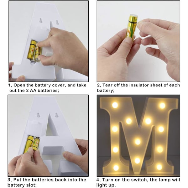 (M) Lysende Bogstaver Lysende Alfabetisk Lampe LED Bogstavlys F