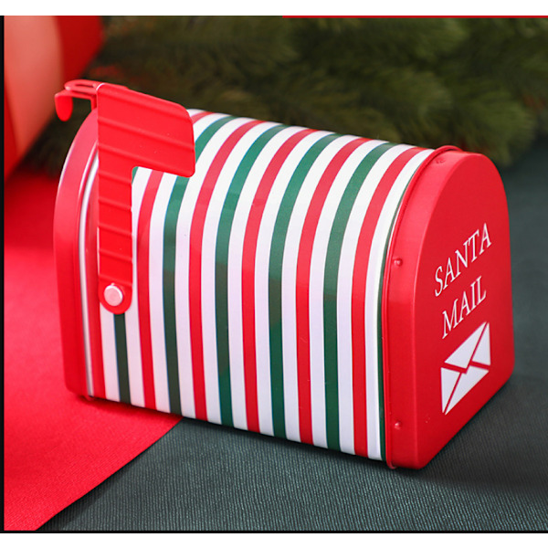 (13.5*8*9.5cm)2 Pieces Christmas Mailbox Tinplate Gift Card Christmas Treat Jar Christmas Empty Boxes Metal Contain