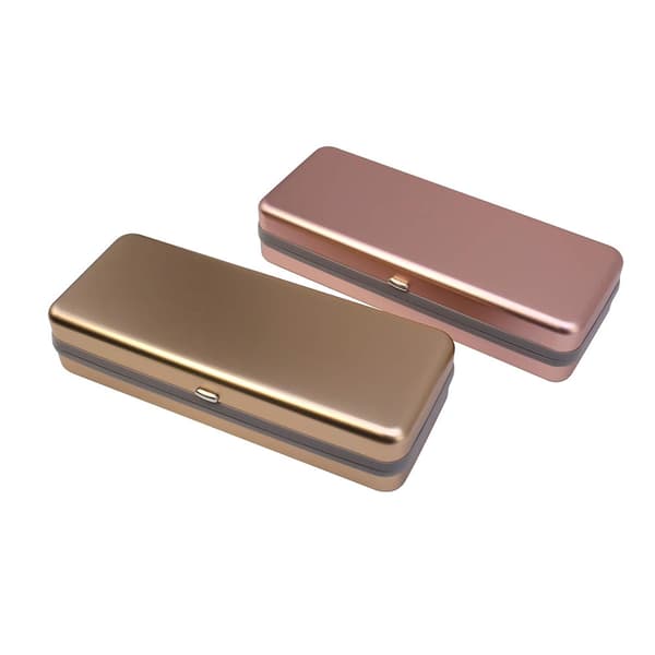 Aluminiumglasögonfodral, 2-pack - Rosa + Guld, Stor