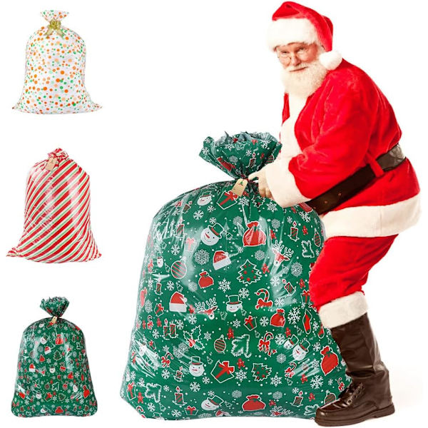 9 stk store julegaveposer (36x56\"/91.4*142.2cm), gigantiske julegaveposer, gaveposer for store julegaver