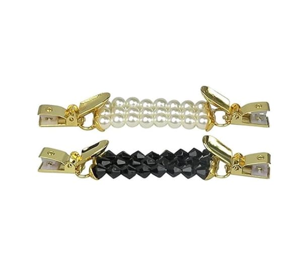 7cm 2-pack guld & silver ABS pärla strass kofta klämmor, pärlade kofta klämmor, snygga