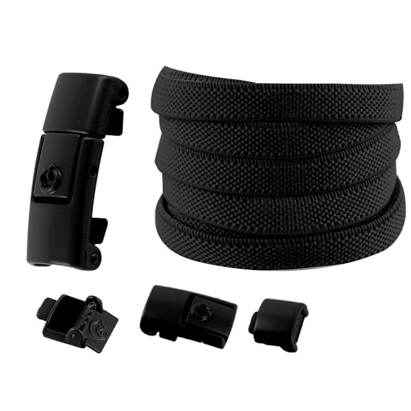 Snørebåndsspænde Lås Elastisk Sort, Snørebånd uden binding black