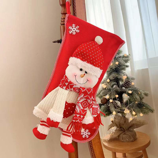 Julstrumpa, 1 st julgåva, stor julstrumpa med tomte snögubbe B, julstrumpa till B