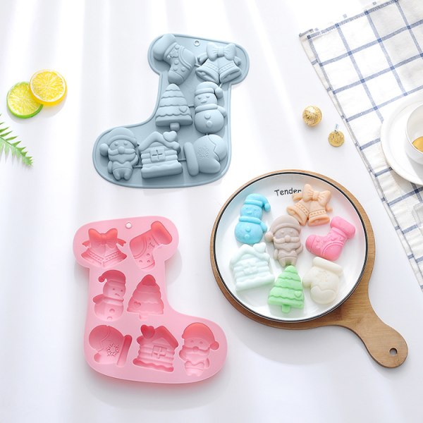 7 sockformade molds med jultema, DIY-lim Festlig C