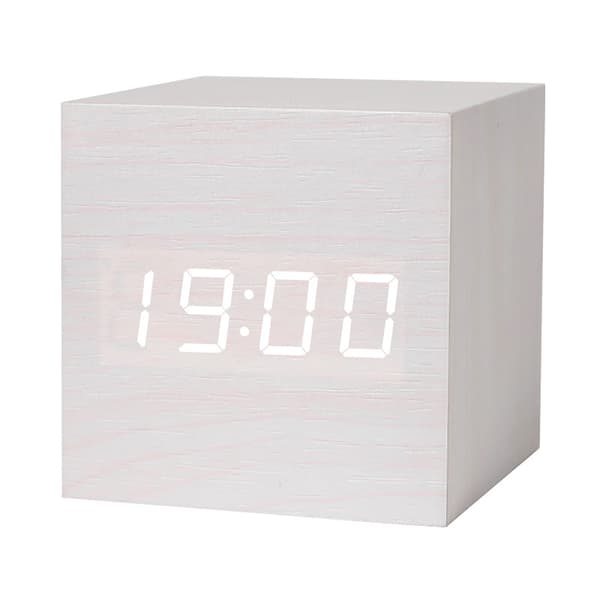 1 st trä LED digital väckarklocka, digital kubklocka med D