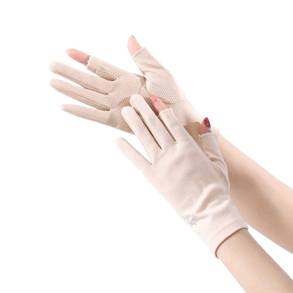 Aprikos, Solbeskyttelseshandsker til Kvinder Sommer Bomuld Åndbar Touch Handsker Elastisk Anti-UV Cykelhandsker Vanter C