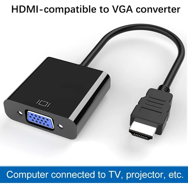 HDMI till VGA-adapter, guldpläterad HDMI till VGA-adapterkonverter Fu