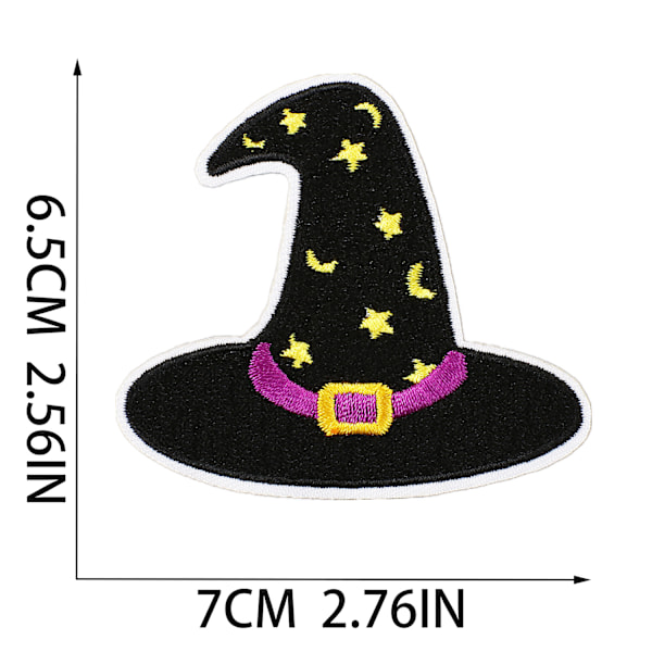 15 stk. Halloween-tema broderede klæbemærker, hekse-patches, broderede computermærker, flagermus, H