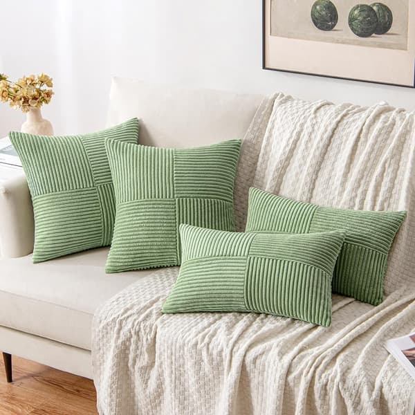 2 stk. Cordfløjls pude 45*45cm pea green