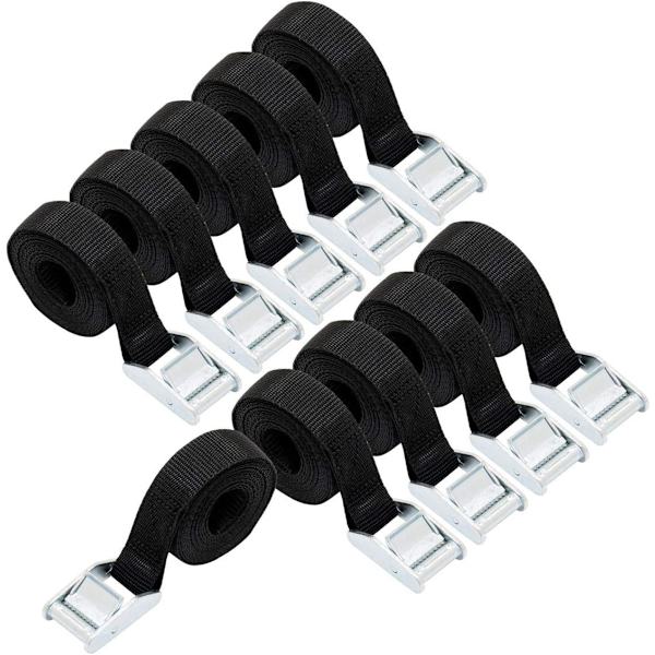 Basics 10 kappaleen kiinnityshihnojen pakkaus, pituus 2,5 m, leveys 25 mm, kiinnitys