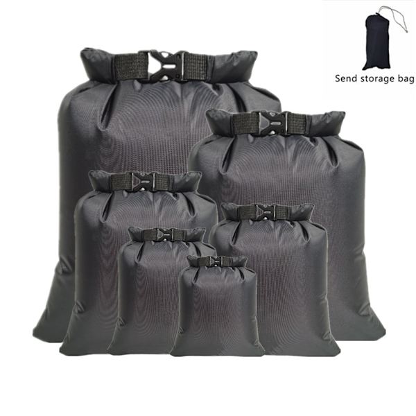 6 stk. Vandtætte Tørreposer (Sorte), 1,5L /2,5L/3L /3,5L /5L /8L