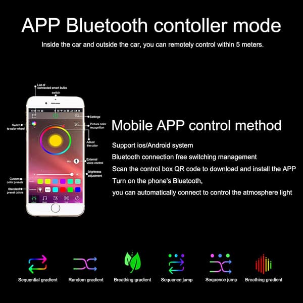 Billag atmosfærelys med APP-kontroll H
