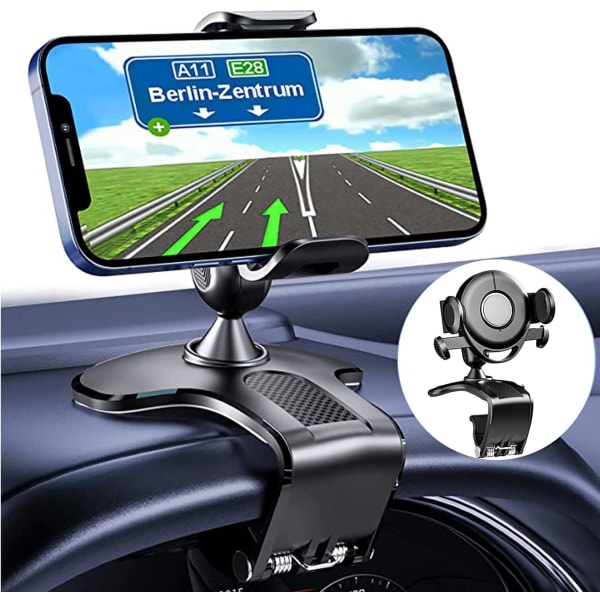Mobiltelefonhållare för bil, 360° roterbar, multifunktionsinstrumentbräda