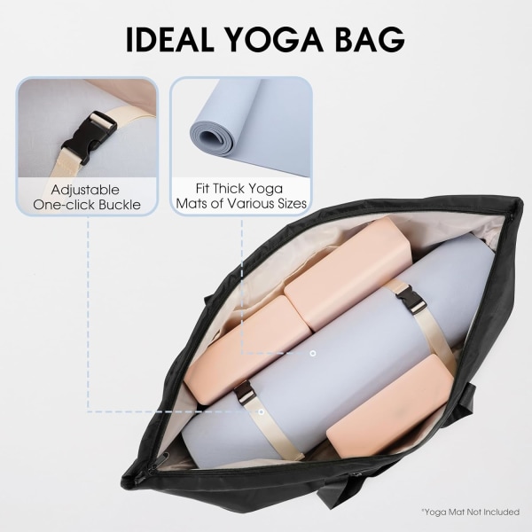 Sportsbag for kvinner, stor yogabag, reisebag, med skobag