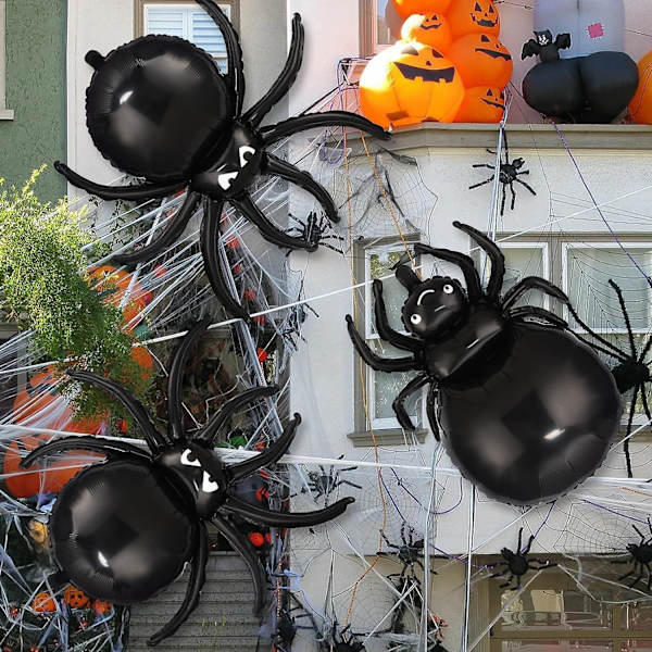Halloween edderkopp folie ballonger Halloween festdekorasjoner 5PCS gigantiske sorte edderkopp ballonger for barn