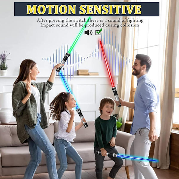 2-delad LED-ljussvärdsset, Ljus och ljud 2-i-1 Luminous Lightsaber Teleskopiskt Lasersvärd Leksaksljussvärd, Lämplig f G
