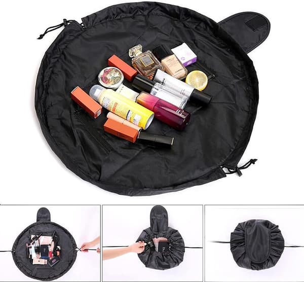 Rejsetaske til kosmetik, (sort) Makeup taske, snørebåndsdesign One Step Orga