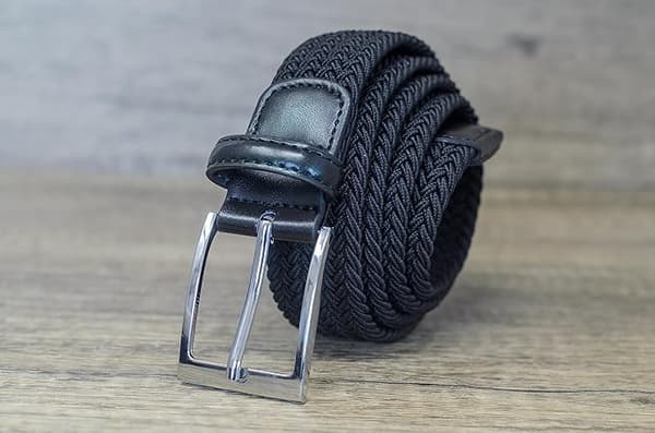 Svart 110x3,5 cm elastiskt bälte för män