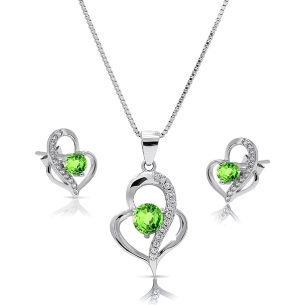 3 smykkesæt til kvinder med sølv hjerteform Cubic Zirconia Ne