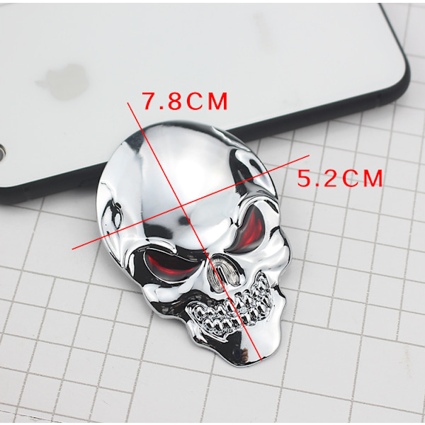 2x 3D Stor Sort Metal Skalle Skelet Ond Knogle Bil Emblem Ba